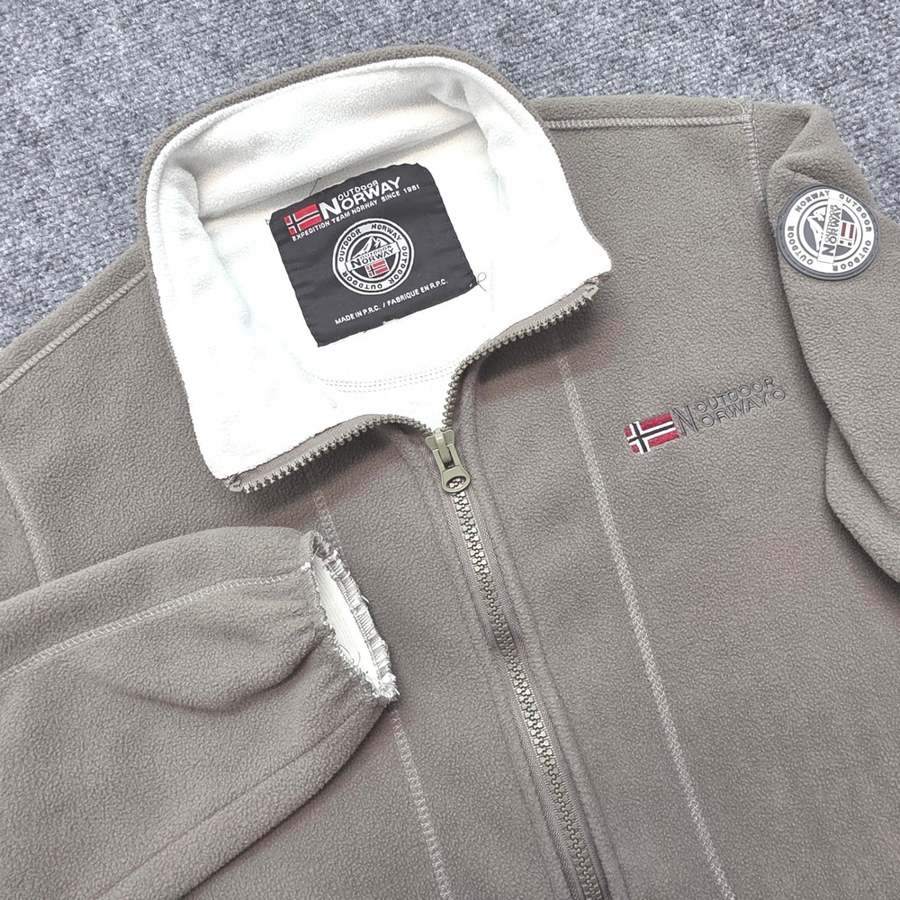 Outdoor Norway Expedition Team Men Medium Fleece Jacket Full Zip Beige Drab Coat